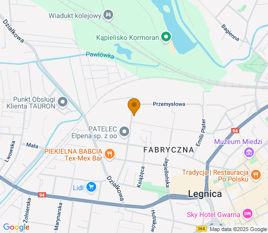 Mapa dojazdu do warsztatu samochodowego w miejscowości Legnica