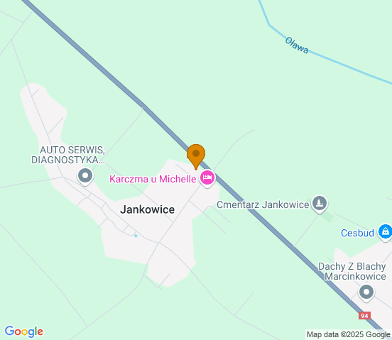 Mapa dojazdu do warsztatu samochodowego w miejscowości Oława