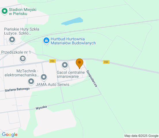 Mapa dojazdu do warsztatu samochodowego w miejscowości Pieńsk