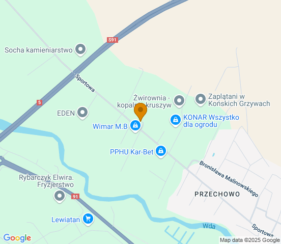 Mapa dojazdu do warsztatu samochodowego w miejscowości Kozłowo