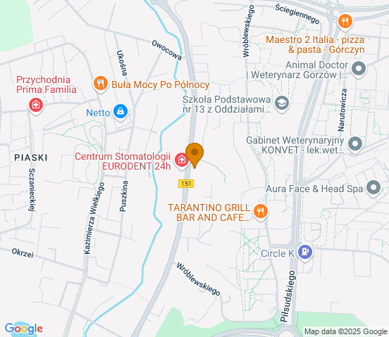 Mapa dojazdu do warsztatu samochodowego w miejscowości Gorzów Wielkopolski