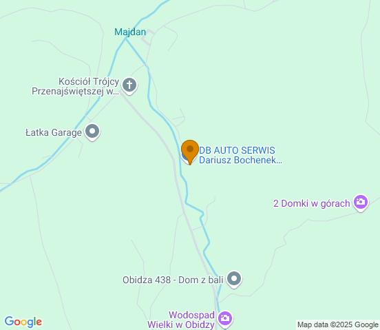 Mapa dojazdu do warsztatu samochodowego w miejscowości Obidza
