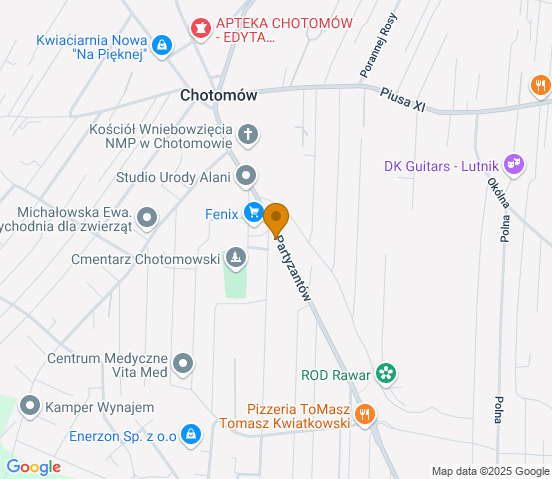 Mapa dojazdu do warsztatu samochodowego w miejscowości Chotomów