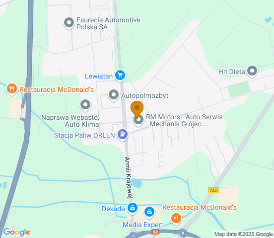 Mapa dojazdu do warsztatu samochodowego w miejscowości Grójec