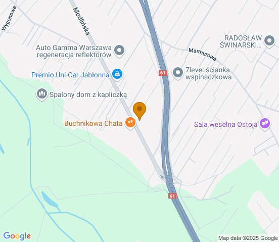 Mapa dojazdu do warsztatu samochodowego w miejscowości Jabłonna