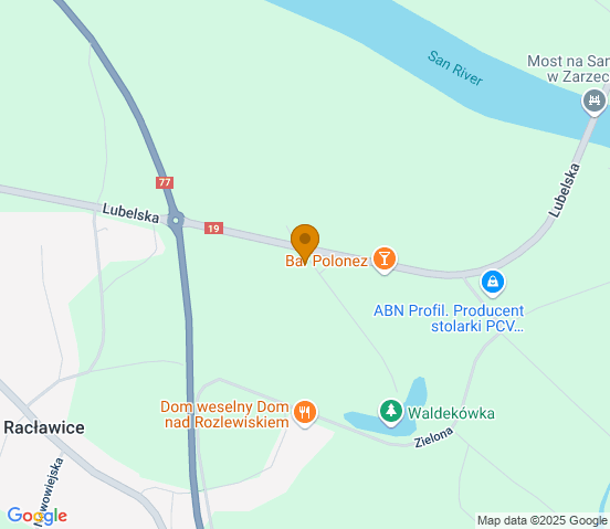 Mapa dojazdu do warsztatu samochodowego w miejscowości Nisko, Racławice