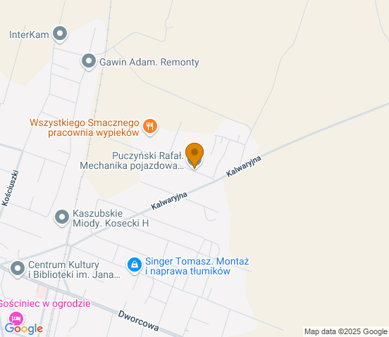 Mapa dojazdu do warsztatu samochodowego w miejscowości Brusy