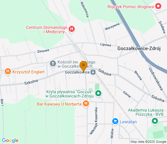 Mapa dojazdu do warsztatu samochodowego w miejscowości Goczałkowice-Zdrój