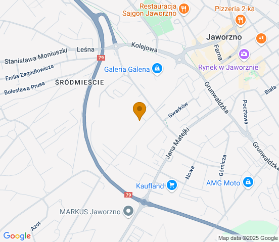 Mapa dojazdu do warsztatu samochodowego w miejscowości Jaworzno