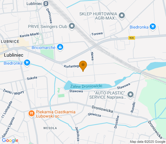 Mapa dojazdu do warsztatu samochodowego w miejscowości Lubliniec