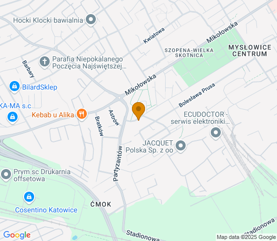 Mapa dojazdu do warsztatu samochodowego w miejscowości Mysłowice