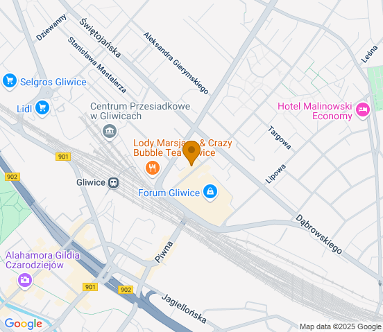 Mapa dojazdu do warsztatu samochodowego w miejscowości Zabrze